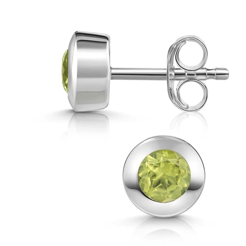 Materia Peridot Ohrstecker Silber 925 - Runde Ohrringe mit Edelstein grün SO-155-Peridot von MATERIA by Matthias Wagner