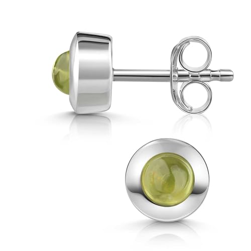Materia Peridot Ohrstecker Silber 925 rund - Grüne Edelstein Ohrringe SO-207-Peridot von MATERIA by Matthias Wagner