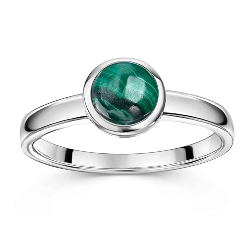 Materia Ring Damen Silber 925 mit Malachit Edelstein rund SR-87-56 von MATERIA by Matthias Wagner