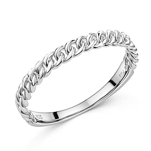 Materia Ring Kettenoptik Silber 925 Damen Silberring rhodiniert SR-181-52 von MATERIA by Matthias Wagner