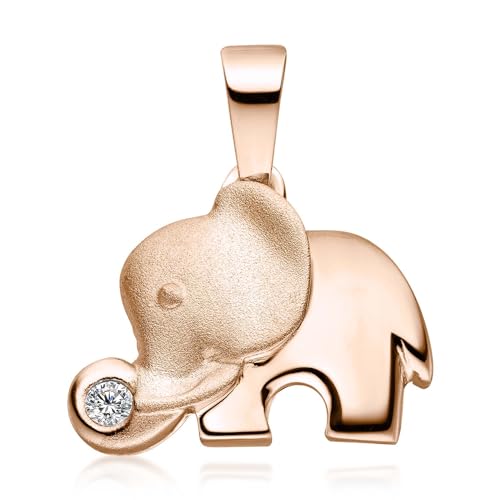 Materia Rosegold Anhänger Elefant - Kettenanhänger Silber 925 Zirkonia KA-379_ohne Kette von MATERIA by Matthias Wagner