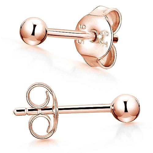 Materia Rosegold Ohrringe Damen 925 Silber Kugel Ohrstecker SO-350-3mm von MATERIA by Matthias Wagner