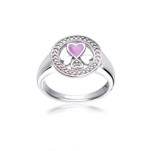 Materia Silberringe Damen 925 Herz Emaille Ring pink Zirkonia SR-138-54 von MATERIA by Matthias Wagner