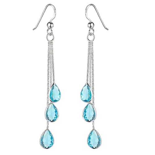 Materia Tropfen Ohrringe Silber 925 mit Zirkonia Steine SO-277-Hellblau von MATERIA by Matthias Wagner