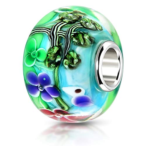 Materia XXL Glas Beads Murano Charms Anhänger Silber 925 Blüten 1433 von MATERIA by Matthias Wagner