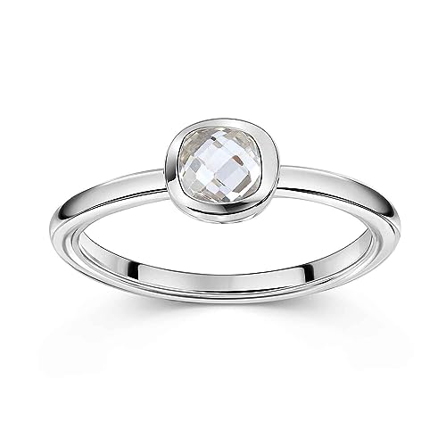 Materia Zirkonia Ring Silber 925 quadratisch - Damenring mit Stein weiß SR-13-60 von MATERIA by Matthias Wagner