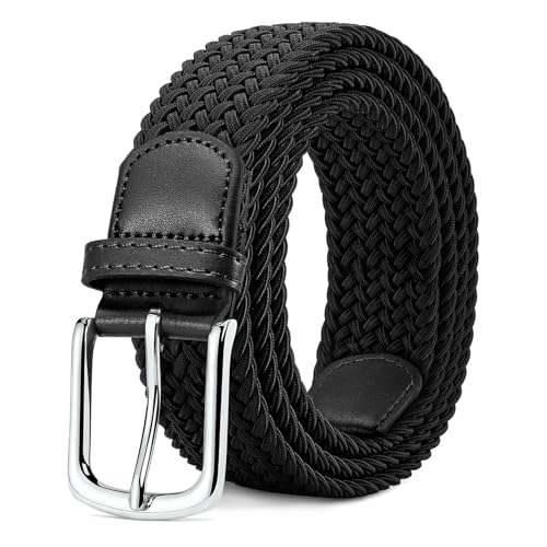 MATLAB Stretchgürtel für Damen & Herren – Elastischer Flechtgürtel aus Stoff, Verstellbar & Dehnbar, 3,3 cm breit, Länge 110 cm, Schwarz von MATLAB