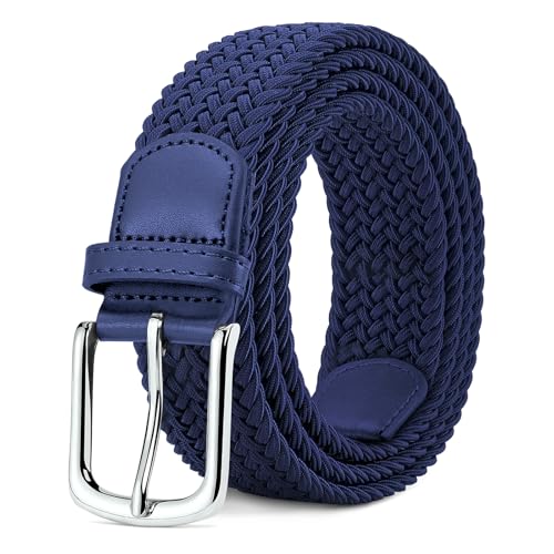 MATLAB Stretchgürtel für Damen & Herren – Elastischer Flechtgürtel aus Stoff, Verstellbar & Dehnbar, 3,3 cm breit, Länge 120 cm, Blau von MATLAB