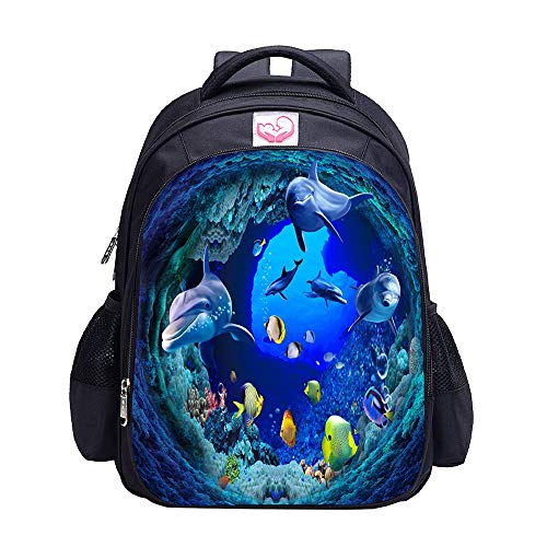 MATMO Dinosaurier Rucksack Dinosaurier Rucksäcke für Jungen Schulrucksack Kinder Büchertasche, Rucksack mit Delfin-Druck, One size von MATMO