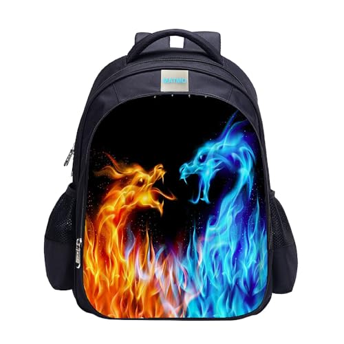 MATMO Fußball-Rucksack für Jungen, Fußball-Druck, cooles Fußball-Muster, Schultasche, Dragon Backpack 2, One_Size, Cartoon von MATMO