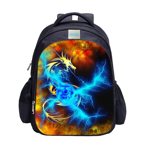 MATMO Fußball-Rucksack für Jungen, Fußball-Druck, cooles Fußball-Muster, Schultasche, Dragon Backpack 6, One_Size, Cartoon von MATMO