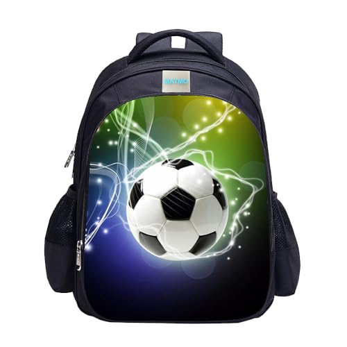 MATMO Fußball-Rucksack für Jungen, Fußball-Druck, cooles Fußball-Muster, Schultasche, Fußball-Rucksack 24-15, One_Size, Cartoon von MATMO