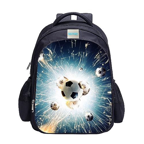 MATMO Fußball Rucksack für Jungen, Fußball Druck Rucksack Coole Fußball Muster Schultasche, Fußball Rucksack 23-13, One_Size, Cartoon, Einheitsgröße von MATMO