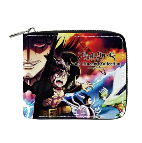 MATRIXX Black Clov-er Anime Wallets, Niedliche Jugend Karikatur Wallet mit Münzfach, Reisegeldbeutel für Kinder Geld Geldscheinfach und Münzfach(Color:Multicolor 6) von MATRIXX