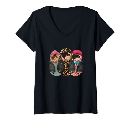 Damen Matrjoschka Trio: Rockabilly / BohoChic / Pin-Up / Grafitti T-Shirt mit V-Ausschnitt von MATROSCHKA BANDE