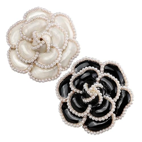 Camellia Brosche Set, 2 Stück Elegante Handgefertigte Blumenbrosche, Große Musselin-Brosche als Haarspange oder Anstecker, Perfekt für Brautmode, Hochzeiten, Partys Festliche Anlässe von MATSOONY