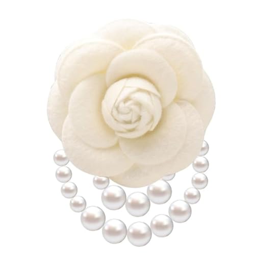 Rosen Blumenbrosche, Elegante & Handgefertigte Camellia Brosche, Große Musselin-Brosche als Haarspange oder Anstecker, Perfekt für Hochzeiten, Partys, Tanzveranstaltungen Festliche Anlässe von MATSOONY