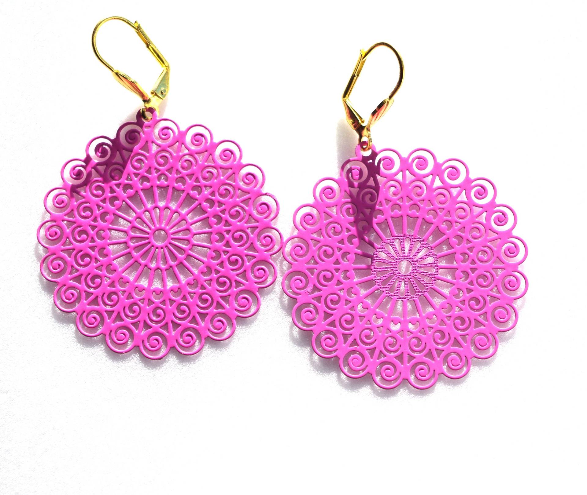 Große Rosa Filigran-Ohrringe von MATTCadeaux