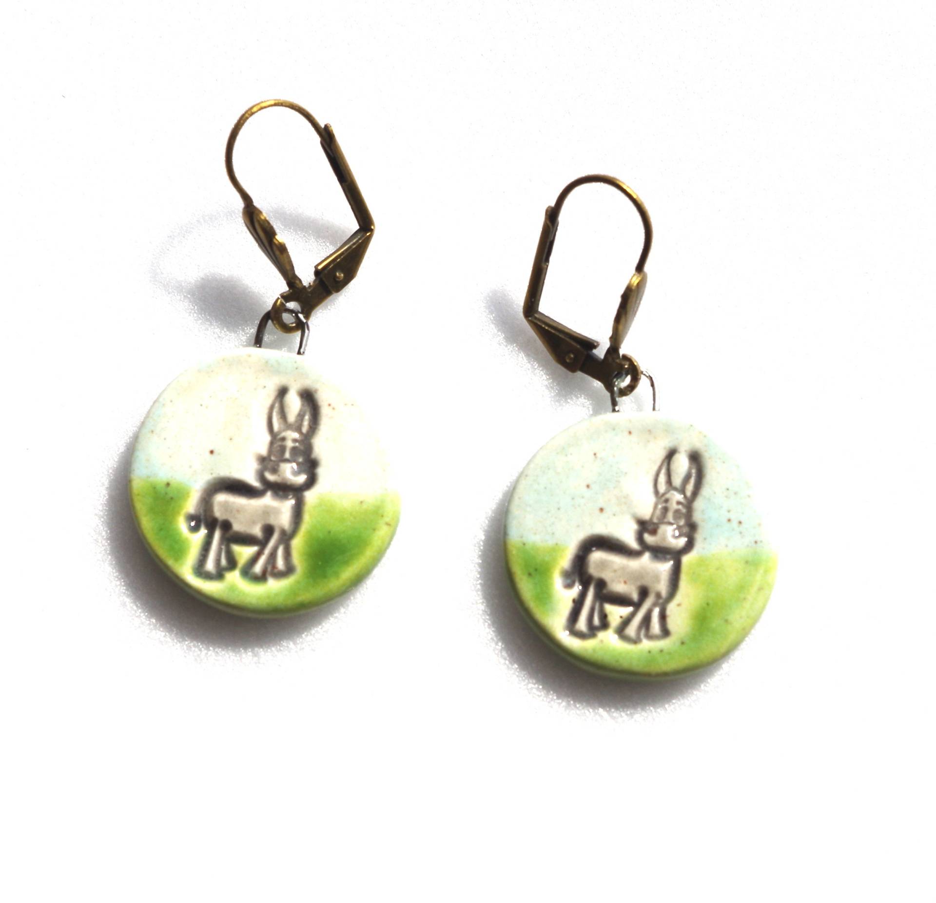 Kleine Esel-Ohrringe, Originelle Form, Handgefertigte Keramik von MATTCadeaux