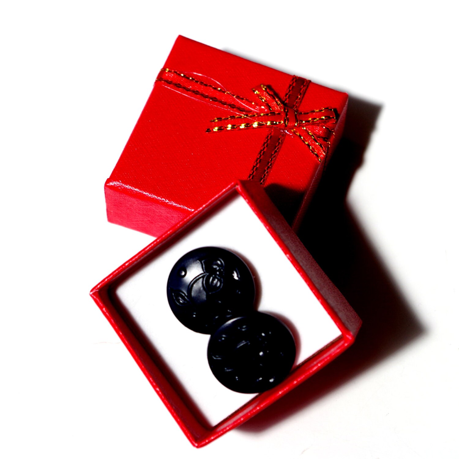 Manschettenknöpfe Aus 18 Mm Großen Schwarzen Glascabochons Im Vintage-stil von MATTCadeaux