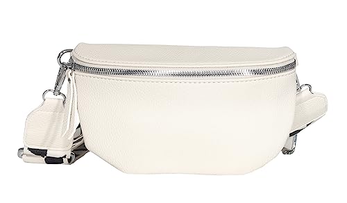 Bauchtasche Damen stylisch Umhängetasche Hüfttasche Bodybag Gürtel Crossbody Bag Schultertasche mit Verstellbaren Gurt 25 (Creme, M / 28 x 18 x 9 cm) von MATY FASHION