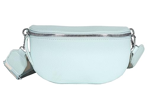 Bauchtasche Damen stylisch Umhängetasche Hüfttasche Bodybag Gürtel Crossbody Bag Schultertasche mit Verstellbaren Gurt 25 (Mint, M / 28 x 18 x 9 cm) von MATY FASHION