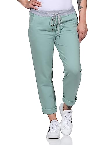 Damen Jogginghose Uni Sweatpants für Training Freizeit Yoga Sporthose aus Baumwolle 4030 (as3, Numeric, Numeric_34, Numeric_38, Regular, Regular, Mint) von MATY FASHION