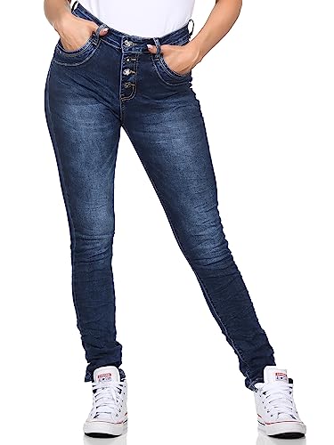 Damenjeans im Skinny Style Boyfriends Hüftjeans Jeans Hose Röhre 25 (as3, Waist, Numeric_40, Regular, Regular, Blau 01) von MATY FASHION