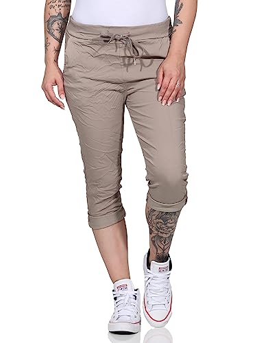 MATY FASHION Damen Bermuda Capri Jeans 7/8 Hose Sommer Shorts Stretch Enge Pants 8264 (as3, Numeric, Numeric_34, Numeric_40, Regular, Regular, Schlamm) von MATY FASHION