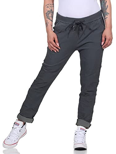 MATY FASHION Damen Hose Stretch Sweatpants Sommer Jogginghose für Freizeit Boyfriend Baggyhose (as3, Numeric, Numeric_36, Numeric_40, Regular, Regular, Dunkelgrau) von MATY FASHION