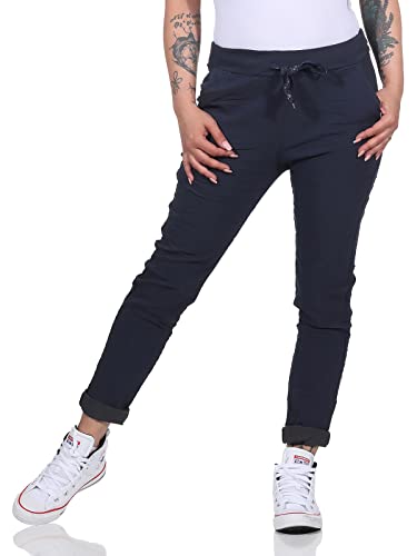 MATY FASHION Damen Hose Stretch Sweatpants Sommer Jogginghose für Freizeit Boyfriend Baggyhose (as3, Numeric, Numeric_42, Numeric_46, Plus, Regular, Dunkelblau) von MATY FASHION