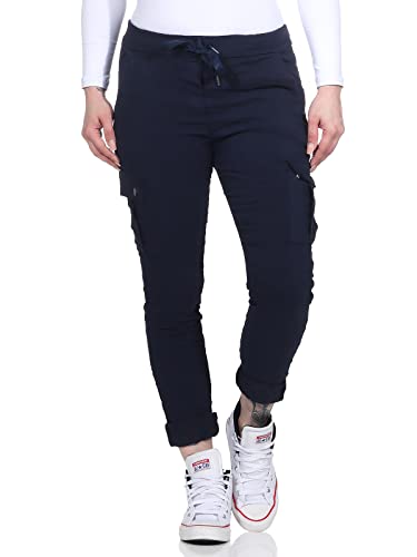 MATY FASHION Damen Hose Stretch Sweatpants aus Baumwolle Jogginghose Denim für Freizeit Boyfriend Baggyhose Cargo (Navy) von MATY FASHION