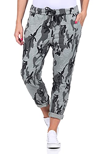 MATY FASHION Damen Hose Stretch Sweatpants aus Baumwolle Jogginghose für Freizeit Boyfriend Baggyhose 40 (36-42, Grün) von MATY FASHION