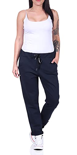 MATY FASHION Damen Hose Stretch Sweatpants aus Baumwolle Jogginghose für Freizeit Boyfriend Baggyhose 97 (36-40, Dunkelblau) von MATY FASHION