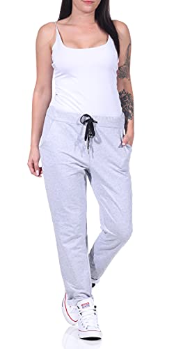 MATY FASHION Damen Hose Stretch Sweatpants aus Baumwolle Jogginghose für Freizeit Boyfriend Baggyhose 97 (36-40, Hellgrau) von MATY FASHION