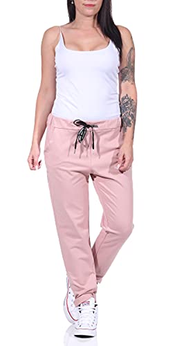 MATY FASHION Damen Hose Stretch Sweatpants aus Baumwolle Jogginghose für Freizeit Boyfriend Baggyhose 97 (36-40, Rosa) von MATY FASHION