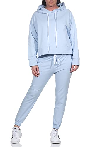 MATY FASHION Damen Jogginganzug Zweiteiler für Freizeit und Sport Trainingsanzug Hausanzug Hoodie und Hose 83991 (as3, numeric, numeric_34, numeric_38, regular, regular, Blue) von MATY FASHION