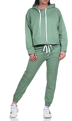 MATY FASHION Damen Jogginganzug Zweiteiler für Freizeit und Sport Trainingsanzug Hausanzug Hoodie und Hose 83991 (as3, numeric, numeric_34, numeric_38, regular, regular, Mint) von MATY FASHION