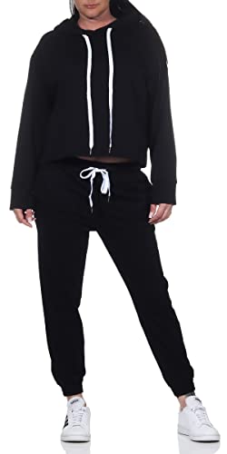 MATY FASHION Damen Jogginganzug Zweiteiler für Freizeit und Sport Trainingsanzug Hausanzug Hoodie und Hose 83991 (as3, numeric, numeric_34, numeric_38, regular, regular, Schwarz) von MATY FASHION