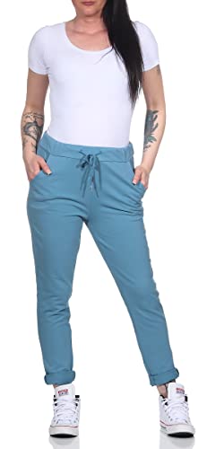 MATY FASHION Damen Jogginghose Uni Sweatpants für Training Freizeit Yoga Sporthose aus Baumwolle 94 (Blau) von MATY FASHION