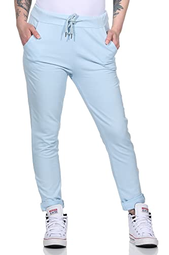 MATY FASHION Damen Jogginghose Uni Sweatpants für Training Freizeit Yoga Sporthose aus Baumwolle 94 (Hellblau) von MATY FASHION