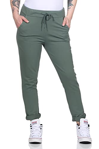 MATY FASHION Damen Jogginghose Uni Sweatpants für Training Freizeit Yoga Sporthose aus Baumwolle 94 (Olive) von MATY FASHION