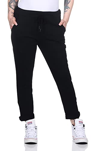 MATY FASHION Damen Jogginghose Uni Sweatpants für Training Freizeit Yoga Sporthose aus Baumwolle 94 (Schwarz) von MATY FASHION