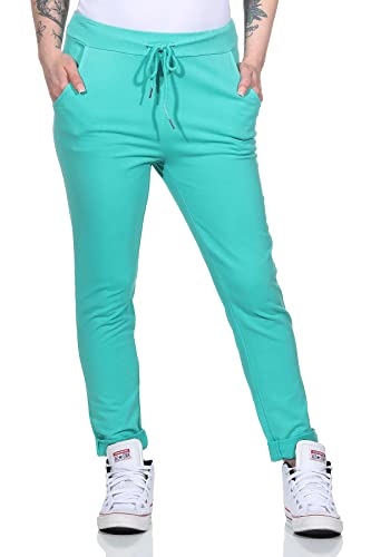 MATY FASHION Damen Jogginghose Uni Sweatpants für Training Freizeit Yoga Sporthose aus Baumwolle 94 (Türkis) von MATY FASHION