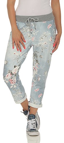 MATY FASHION Damen Jogginghose für Training Sport und Fitness Bequeme Sweatpants Übergröße 29 (as3, Numeric, Numeric_42, Numeric_46, Plus, Regular, Hellblau Blume) von MATY FASHION