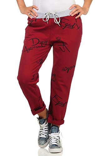 MATY FASHION Damen Jogginhose im Boyfriend-Style Sweatpants für Freizeit Sport und Fitness 291 (36-40, Dunkelrot) von MATY FASHION