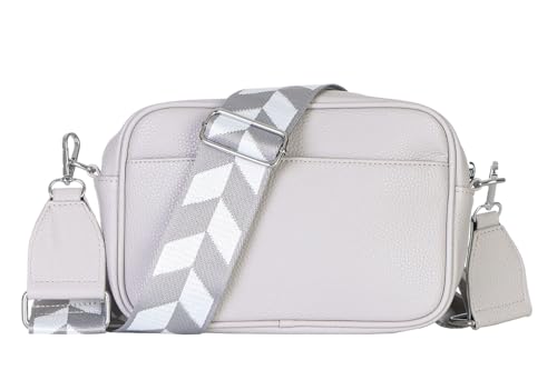 MATY FASHION Damen Tasche kleine Handtasche mit breiten Riemen Schulter Crossbody Bag moderne Umhängetasche 2528 (Hellgrau) von MATY FASHION