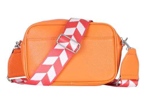 MATY FASHION Damen Tasche kleine Handtasche mit breiten Riemen Schulter Crossbody Bag moderne Umhängetasche 2528 (Orange) von MATY FASHION