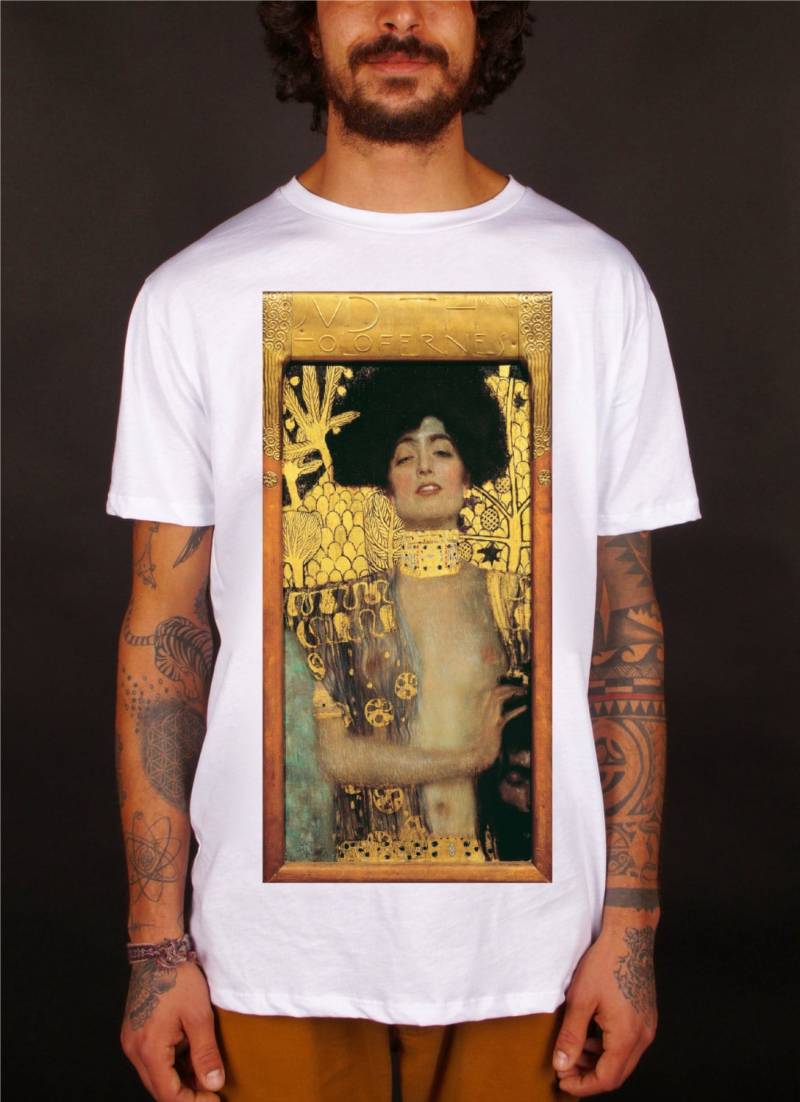 Klimt-T-Shirt, Kunst-T-Shirt, Gemälde, T-Shirts, Berühmte Künstler, Kleidung, Bemalte 100 % Baumwolle, Hergestellt in Italien von MATclothingShop