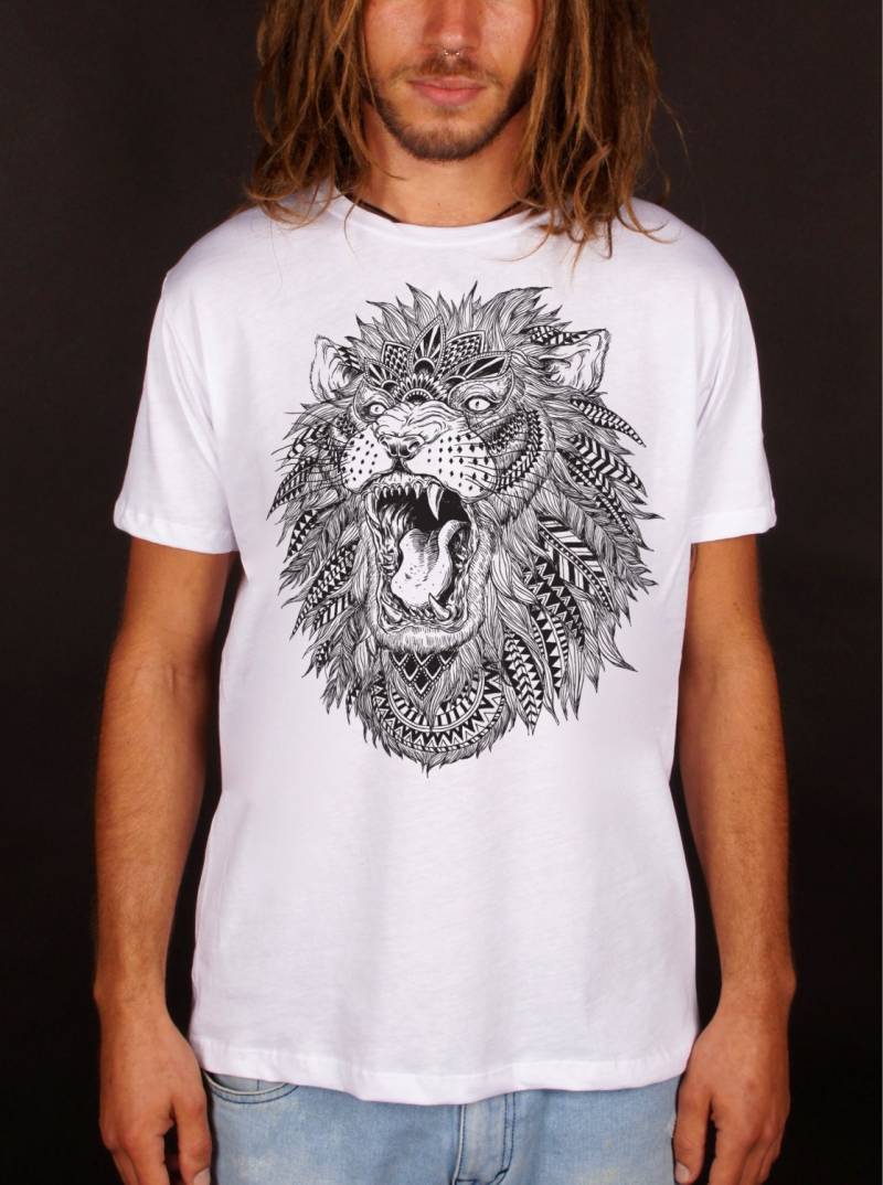 Löwe T-Shirt, Tier Geschenk-Idee Top Und T-Shirts, 100 % Baumwolle Made in Italy von MATclothingShop